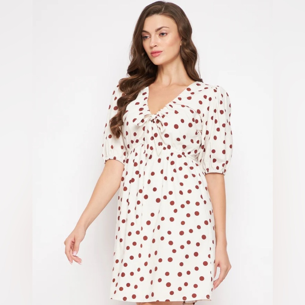 Brown Polka Dot Mini Dress